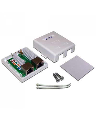 Настенная розетка, 2 порта RJ-45 категории 6, STP, белая TWT (TWT-SM2-4545/S6-WH) во Владивостоке Розетки компьютерные и телефонные Pintop.ru