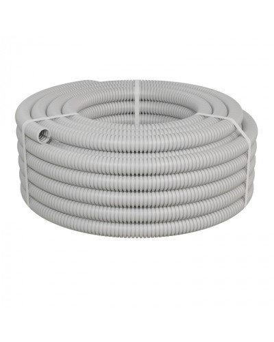 Труба ПНД-FRUF гофрир. легкая, с зондом, без галогена, трудногорючая, атмосферостойкая,цвет серый, диам. 32мм (25м) Экопласт (20132HFR-UF) во Владивостоке Труба гофрированная Pintop.ru