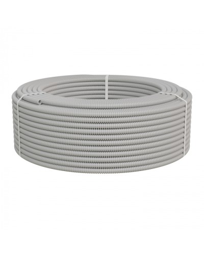 Труба ПНД-FRUF гофрир. тяжелая, с зондом, без галогена, трудногорючая, атмосферостойкая,цвет серый, диам. 16мм (100м) Экопласт (21116HFR-UF) во Владивостоке Труба гофрированная Pintop.ru