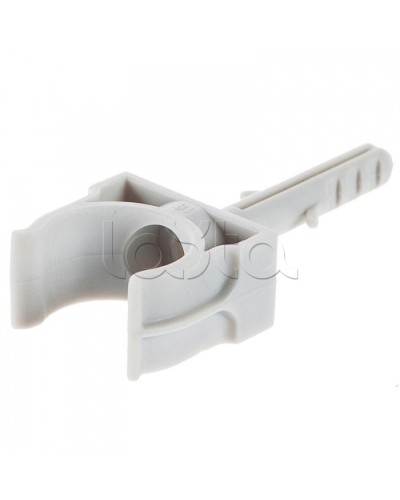 Держатель с дюбелем без шурупа для гофрированной или жесткой гладкой трубы D20 мм, без галогена Экопласт 41420HF во Владивостоке Держатели, клипсы, скобы Pintop.ru