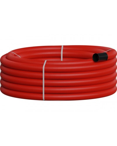 NR075 Двустенная труб.а ПНД гибкая, тип 450, SN18, с зондом, D75мм (20м) цвет красный Экопласт 801075-20 во Владивостоке Гладкая труба Pintop.ru