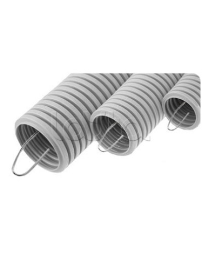 NR063 Усиленная двустен. труба ПНД гибкая, тип 750, SN29, с зондом, D63мм (50м) цвет красный Экопласт (821063) во Владивостоке Труба гофрированная Pintop.ru