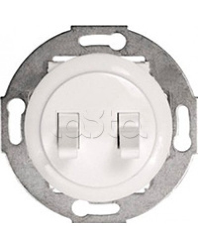 Экопласт Выключатель 2-рычажковый (схема 5) 10 A, 250 B (белый) Vintage во Владивостоке Розетки компьютерные и телефонные Pintop.ru