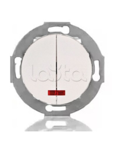 Выключатель двухклавишный Экопласт (схема 5L) с индикатором 10 A, 250 B (белый) Vintage во Владивостоке Розетки компьютерные и телефонные Pintop.ru