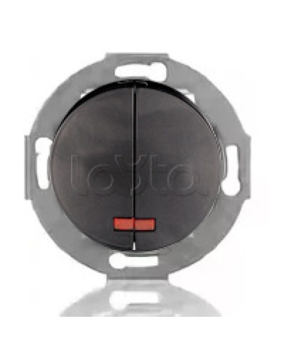 Выключатель двухклавишный Экопласт (схема 5L) с индикатором 10 A, 250 B (черный ) Vintage во Владивостоке Розетки компьютерные и телефонные Pintop.ru