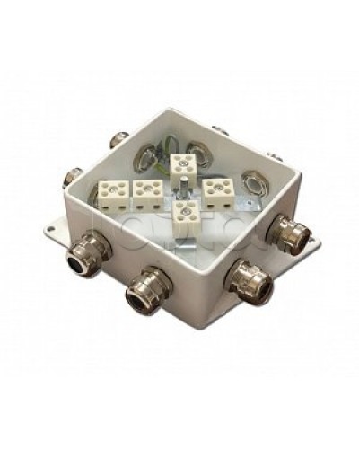 Коробка монтажная огнестойкая Гефест КМ-О (10к)-IP66-120х120, пять вводов во Владивостоке Распределительные коробки Pintop.ru