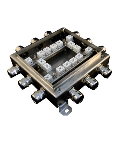 Коробка монтажная огнестойкая Гефест КМ-О (32к*10,0)-IP66 2020нерж, 12 вводов 200х200х60 во Владивостоке Распределительные коробки Pintop.ru