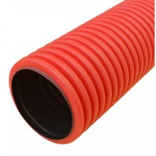 Труба гофрированная двустенная ПНД жесткая тип 450 (SN6) красная д200 5,7м (11,4м/уп) Промрукав (PR15.0210)