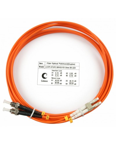Шнур оптический duplex LC-ST 62,5/125 mm 3м LSZH Cabeus FOP-62-LC-ST-3m во Владивостоке Патч-корды оптические Pintop.ru