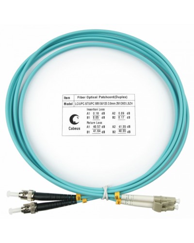 Шнур оптический duplex LC-ST 50/125 MM OM3 2 м LSZH Cabeus FOP-50-LC-ST-2M во Владивостоке Патч-корды оптические Pintop.ru