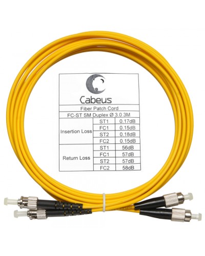 Шнур оптический duplex FC-ST 9/125 sm 3м LSZH Cabeus FOP(d)-9-FC-ST-3m во Владивостоке Патч-корды оптические Pintop.ru