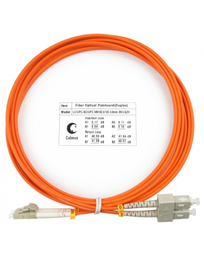 Шнур оптический duplex LC-SC 62,5/125 mm 3м LSZH Cabeus FOP-62-LC-SC-3m во Владивостоке Патч-корды оптические Pintop.ru