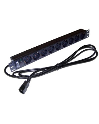 Блок розеток 19 9 шт. без выключателя, 10A 250V, шнур питания с вилкой C14, 3.0 м TWT TWT-PDU19-10A9P4-3.0 во Владивостоке Блоки розеток Pintop.ru