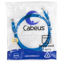 Патч-корд UTP, категория 6, 1 м, неэкранированный, синий Cabeus PC-UTP-RJ45-Cat.6-1m-BL