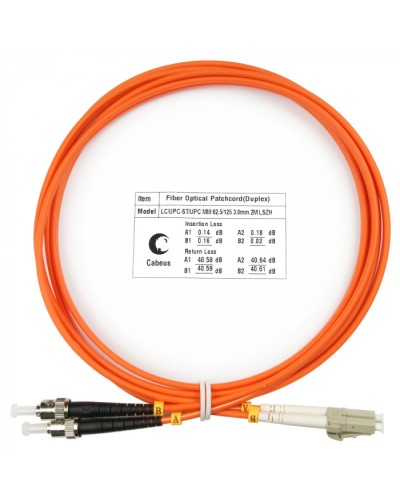 Шнур оптический duplex LC-ST 62,5/125 mm 2м LSZH Cabeus FOP-62-LC-ST-2m во Владивостоке Патч-корды оптические Pintop.ru