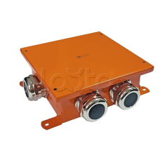 SMB120 Коробка металлическая, огн. E-110, о/п,120х120х60, 1 метал. гермоввод 14-22мм. + 3 метал. заглушки, IP66, 10P, (0,15-2,5 мм2), цвет оранж. Экопласт (56064E)