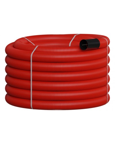 NR090 Двустенная труб.а ПНД гибкая, тип 450, SN12, с зондом, D90мм (20м) цвет красный Экопласт 801090-20 во Владивостоке Гладкая труба Pintop.ru