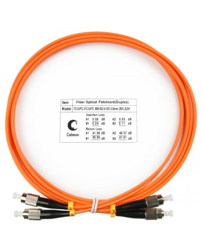 Шнур оптический duplex FC-FC 62,5/125 mm 1,5м LSZH Cabeus FOP-62-FC-FC-1,5m во Владивостоке Патч-корды оптические Pintop.ru