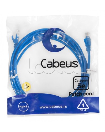 Патч-корд медный U/UTP кат.5е (3м) LSZH (синий) Cabeus (PC-UTP-RJ45-Cat.5e-3m-BL-LSZH) во Владивостоке Патчкорды (медные) Pintop.ru