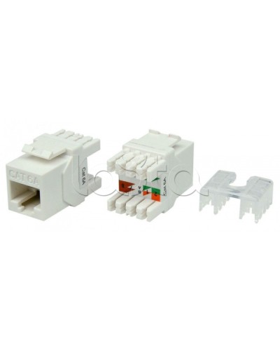 Вставка Keystone Jack RJ-45(8P8C) Hyperline KJ8-8P8C-C6A-180-WH во Владивостоке Модули Keystone Pintop.ru