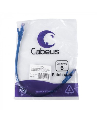 Патч-корд U/UTP, кат. 6, 2xRJ45/8p8c, неэкран, синий, LSZH, 0.3м Cabeus (PC-UTP-RJ45-Cat.6-0.3m-BL-LSZH) во Владивостоке Патчкорды (медные) Pintop.ru