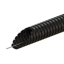 Труба ПВХ гофрир. легкая, с зондом диам 40мм (1шт = 20м), цвет чёрный Экопласт (10140-20BL)