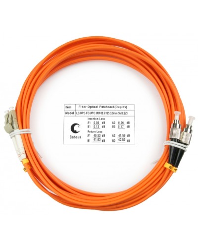 Шнур оптический duplex LC-FC 62,5/125 mm 5м LSZH Cabeus FOP-62-LC-FC-5m во Владивостоке Патч-корды оптические Pintop.ru