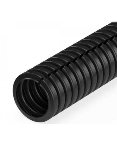 Труба гофрированная ПП лёгкая 350 Н безгалогенная (HF) разрезная черная д16 (25м/уп) Промрукав (PR02.0244) во Владивостоке Труба гофрированная Pintop.ru