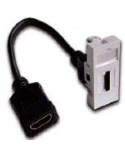 Вставка Mosaic 22.5x45 с адаптером HDMI с удлинителем, мама-мама, белая LANMASTER LAN-SIP-22HDMI-WH во Владивостоке Коммутационные изделия Pintop.ru