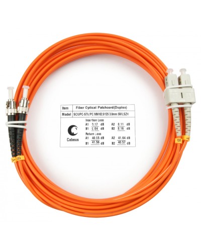 Шнур оптический duplex SC-ST 62,5/125 mm 5м LSZH Cabeus FOP-62-SC-ST-5m во Владивостоке Патч-корды оптические Pintop.ru