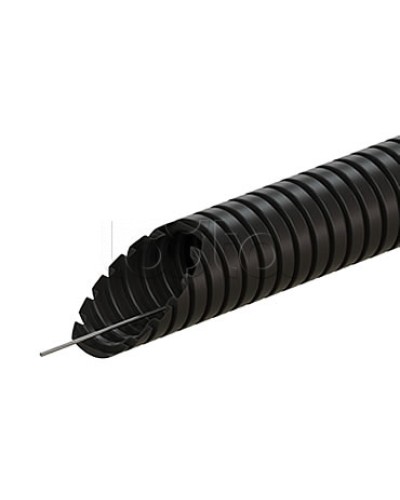Труба ПВХ гофрир. легкая, с зондом диам 32мм (1шт = 25м), цвет чёрный Экопласт (10132-25BL) во Владивостоке Труба гофрированная Pintop.ru