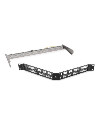 Угловая модульная патч-панель 19, 48 портов, 1U Cabeus (PLBHD-48-CON-SH) во Владивостоке Патч панель Pintop.ru