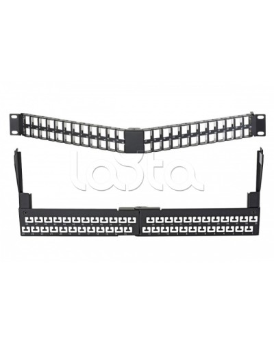 Коммутационная угловая панель 19” наборная, FTP, 1U, 48 портов, черный Eurolan (27A-00-48-01BL) во Владивостоке Патч панель Pintop.ru