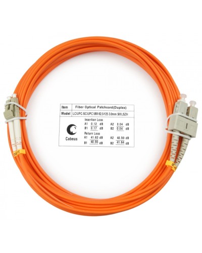 Шнур оптический duplex LC-SC 62,5/125 mm 5м LSZH Cabeus FOP-62-LC-SC-5m во Владивостоке Патч-корды оптические Pintop.ru
