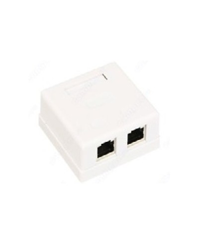 Розетка компьютерная RJ-45 (8P8C), категория 5e, двойная, внешняя (настенная), Dual IDC, экранированная, белая во Владивостоке Розетки компьютерные и телефонные Pintop.ru