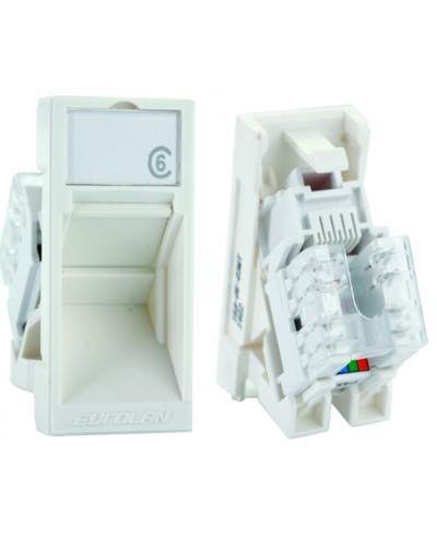 Розеточный модуль UTP категории 6 Mosaic серии 45 RJ45 Eurolan (16A-U6-03WT) во Владивостоке Модули Keystone Pintop.ru