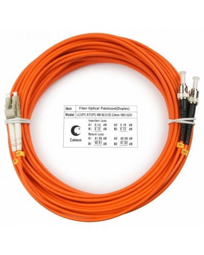 Шнур оптический duplex LC-ST 62,5/125 mm 20м LSZH Cabeus FOP-62-LC-ST-20m во Владивостоке Патч-корды оптические Pintop.ru