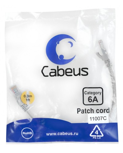Патч-корд S/FTP Cabeus (PC-SSTP-RJ45-Cat.6a-0.3m-LSZH) во Владивостоке Патчкорды (медные) Pintop.ru
