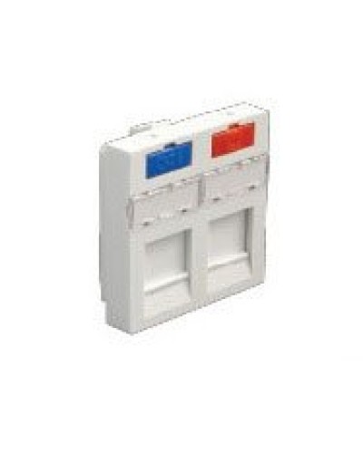 Лицевая панель (накладка) информационной розетки, 45х45 мм, 2 входа Экопласт (87002) во Владивостоке Розетки компьютерные и телефонные Pintop.ru