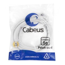 Патч-корд медный U/UTP категория 5е (3м) LSZH (белый) Cabeus (PC-UTP-RJ45-Cat.5e-3m-WH-LSZH)